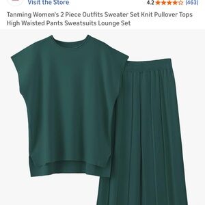 Amazon Women's Green 2-Piece Sweater and Pants Set